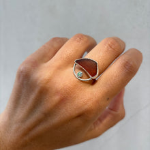 Size 6.75 // Brown Sea Glass and Australian Opal Arches Ring